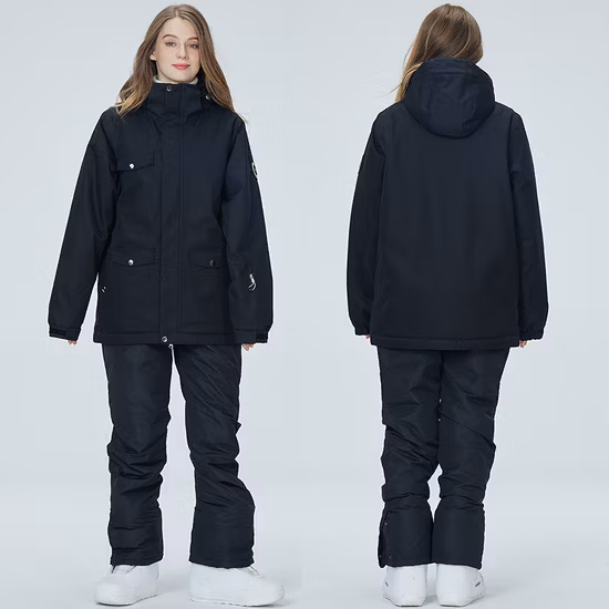 Mulheres blusão ao ar livre respirável roupas 2 em 1 inverno esporte à prova de vento moda jaqueta de esqui com capuz tecido vermelho